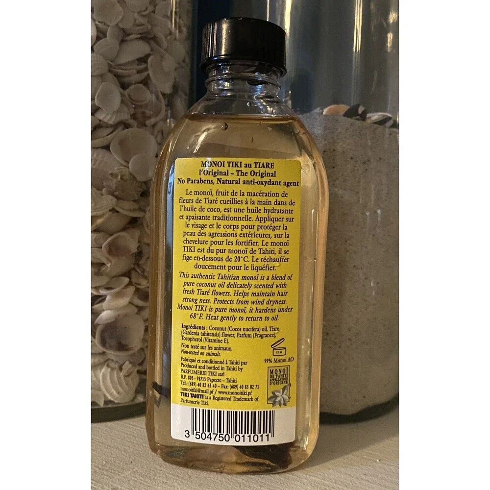 Monoi Tiki Tahiti Coconut Oil Hair Skin Body Bath Moisturizer Tiare Gardenia 4oz